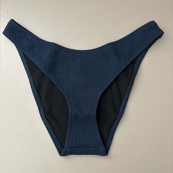 J.Crew Textured Curved-Waist Cheeky Bikini Swim Bottom Blue Size Medium - Picture 1 of 7